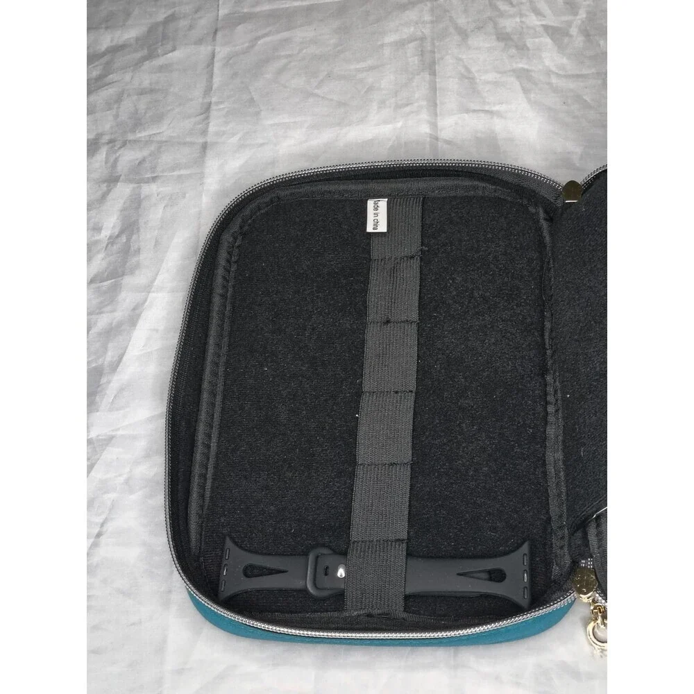Teamoy Teal Quilted Basketweave Exterior Watch Band Storage Case